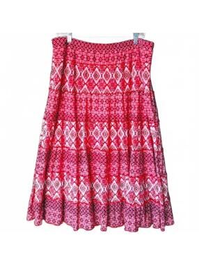 Dana Buchman Red Print Skirt Size XL